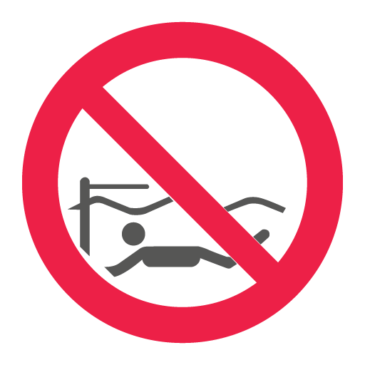 Do NOT dive under the equipment
